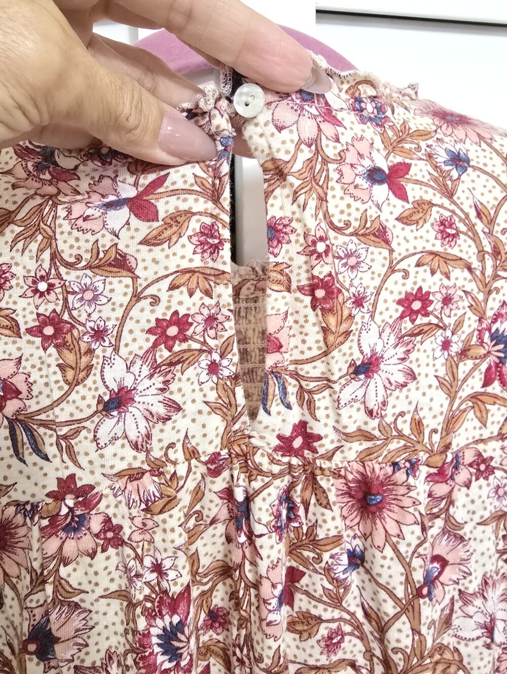 Lucky Brand Smocked Top Floral Fall Pattern - Picture 6 of 7